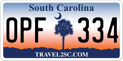SC license plate OPF334