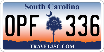 SC license plate OPF336