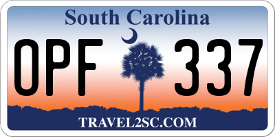 SC license plate OPF337