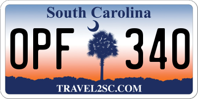 SC license plate OPF340