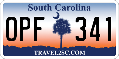 SC license plate OPF341