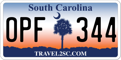 SC license plate OPF344