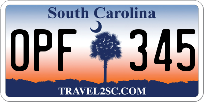 SC license plate OPF345