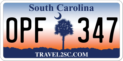 SC license plate OPF347