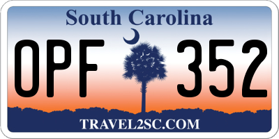SC license plate OPF352