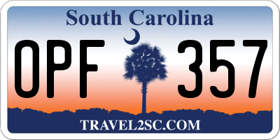 SC license plate OPF357