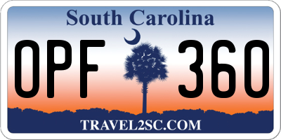 SC license plate OPF360