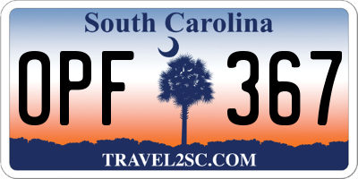 SC license plate OPF367