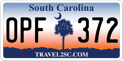 SC license plate OPF372