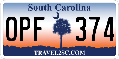 SC license plate OPF374