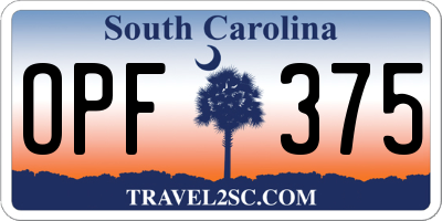 SC license plate OPF375