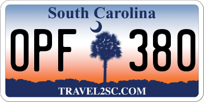 SC license plate OPF380