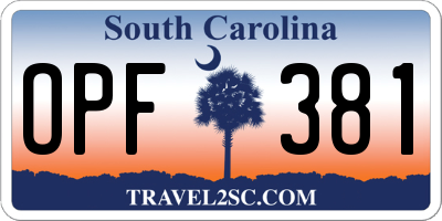 SC license plate OPF381
