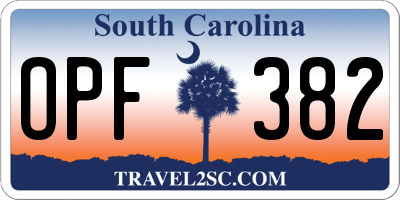 SC license plate OPF382