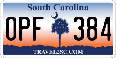 SC license plate OPF384