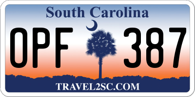 SC license plate OPF387