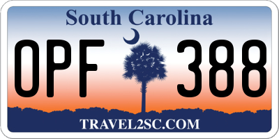 SC license plate OPF388