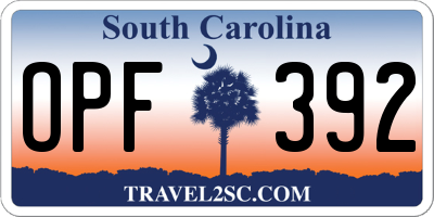 SC license plate OPF392