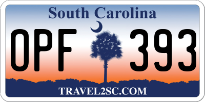 SC license plate OPF393