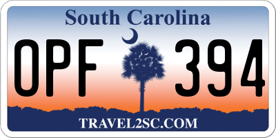 SC license plate OPF394