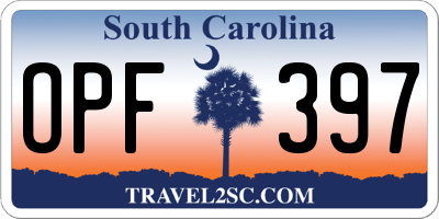 SC license plate OPF397