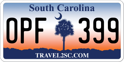 SC license plate OPF399