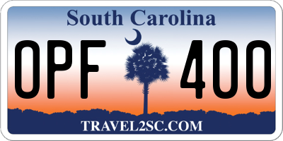 SC license plate OPF400