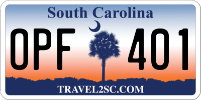 SC license plate OPF401