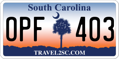 SC license plate OPF403