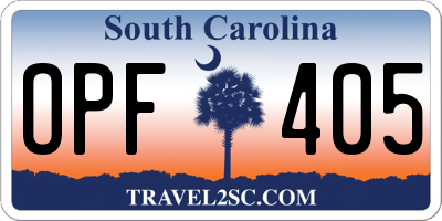 SC license plate OPF405