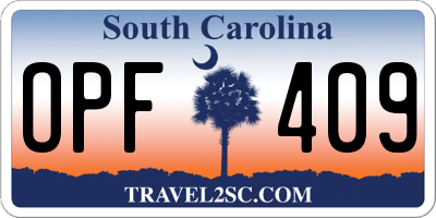 SC license plate OPF409