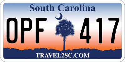 SC license plate OPF417