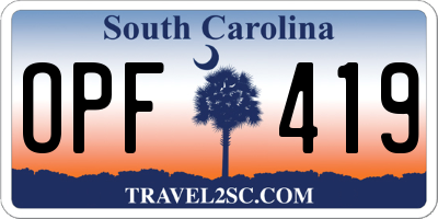 SC license plate OPF419