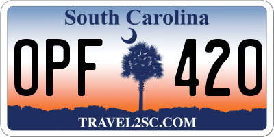 SC license plate OPF420