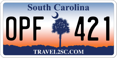 SC license plate OPF421
