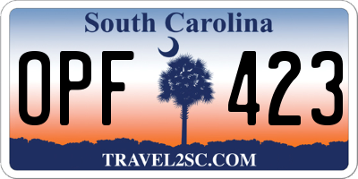 SC license plate OPF423