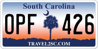 SC license plate OPF426