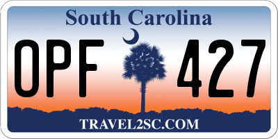 SC license plate OPF427