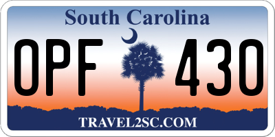 SC license plate OPF430