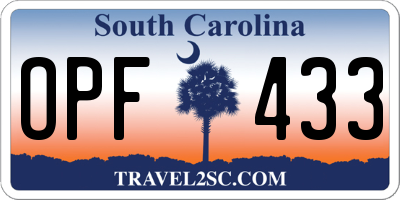 SC license plate OPF433