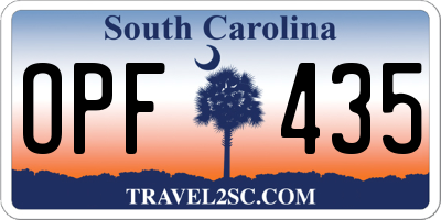SC license plate OPF435
