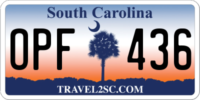 SC license plate OPF436