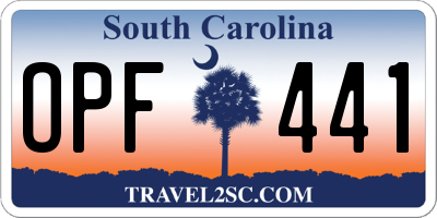 SC license plate OPF441