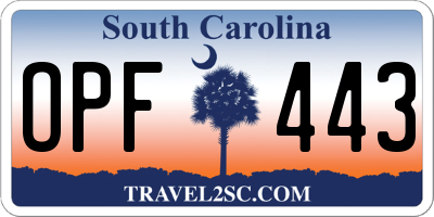 SC license plate OPF443