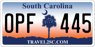 SC license plate OPF445