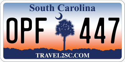 SC license plate OPF447