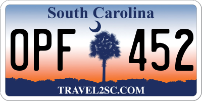 SC license plate OPF452