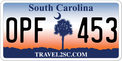 SC license plate OPF453
