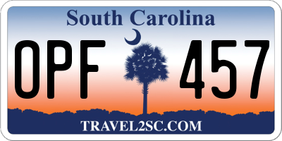 SC license plate OPF457