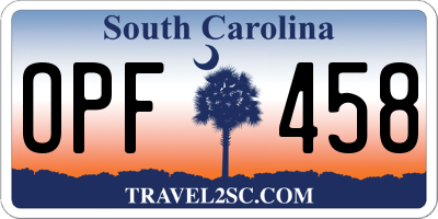 SC license plate OPF458